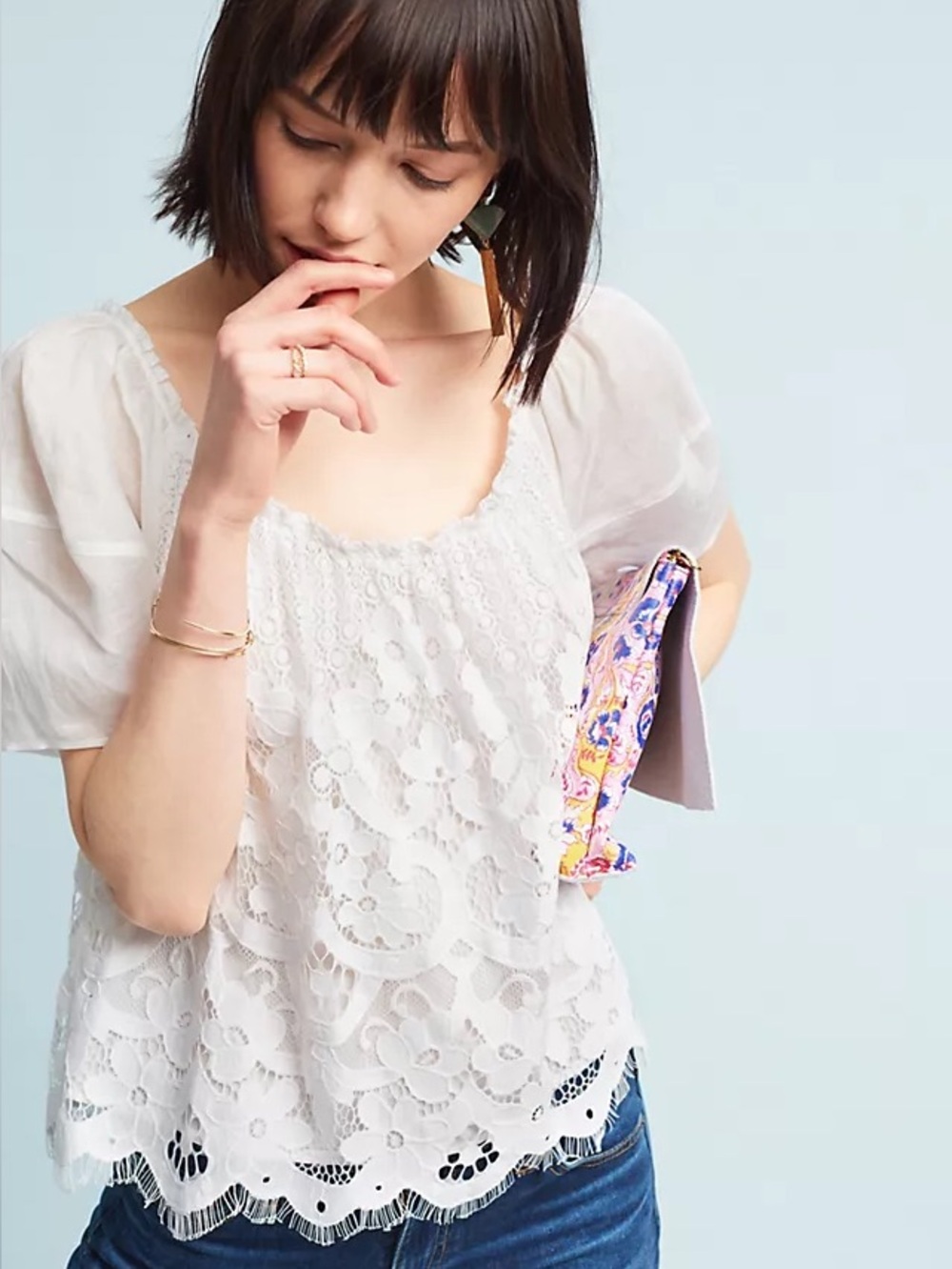 Anthropologie Moulinette Soeurs Messina white lace peasant rayon cotton Large